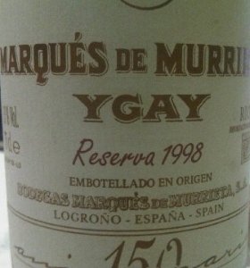 Marques de Murrieta Ygay Reserva 1998 150 Aniversario