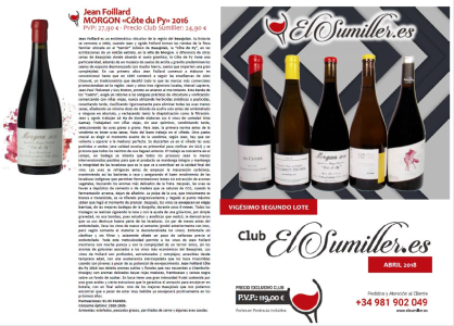 22º Lote Abril 2018 Club de vinos El Sumiller